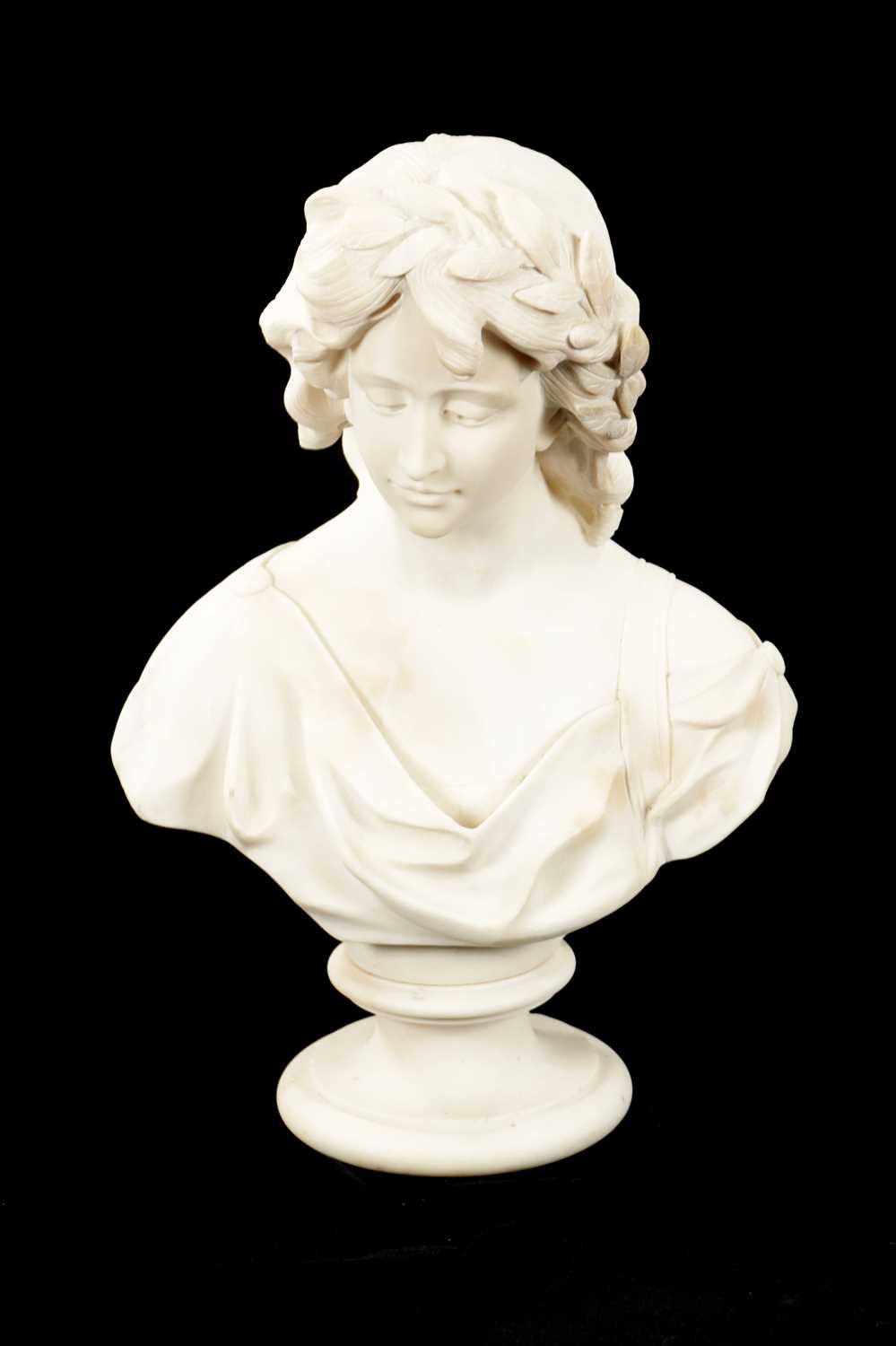 A LATE 19TH CENTURY ALABASTER BUST OF A YOUNG LADY SIGNED G. CAPELLI