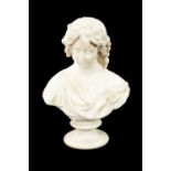 A LATE 19TH CENTURY ALABASTER BUST OF A YOUNG LADY SIGNED G. CAPELLI
