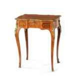 A FINE 19TH CENTURY BURR WALNUT AND MARQUETRY INLAID WORK TABLE