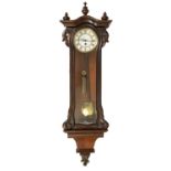 A 19TH CENTURY SINGLE WEIGHT VIENNA WALL CLOCK OF SMALL PROPORTIONS