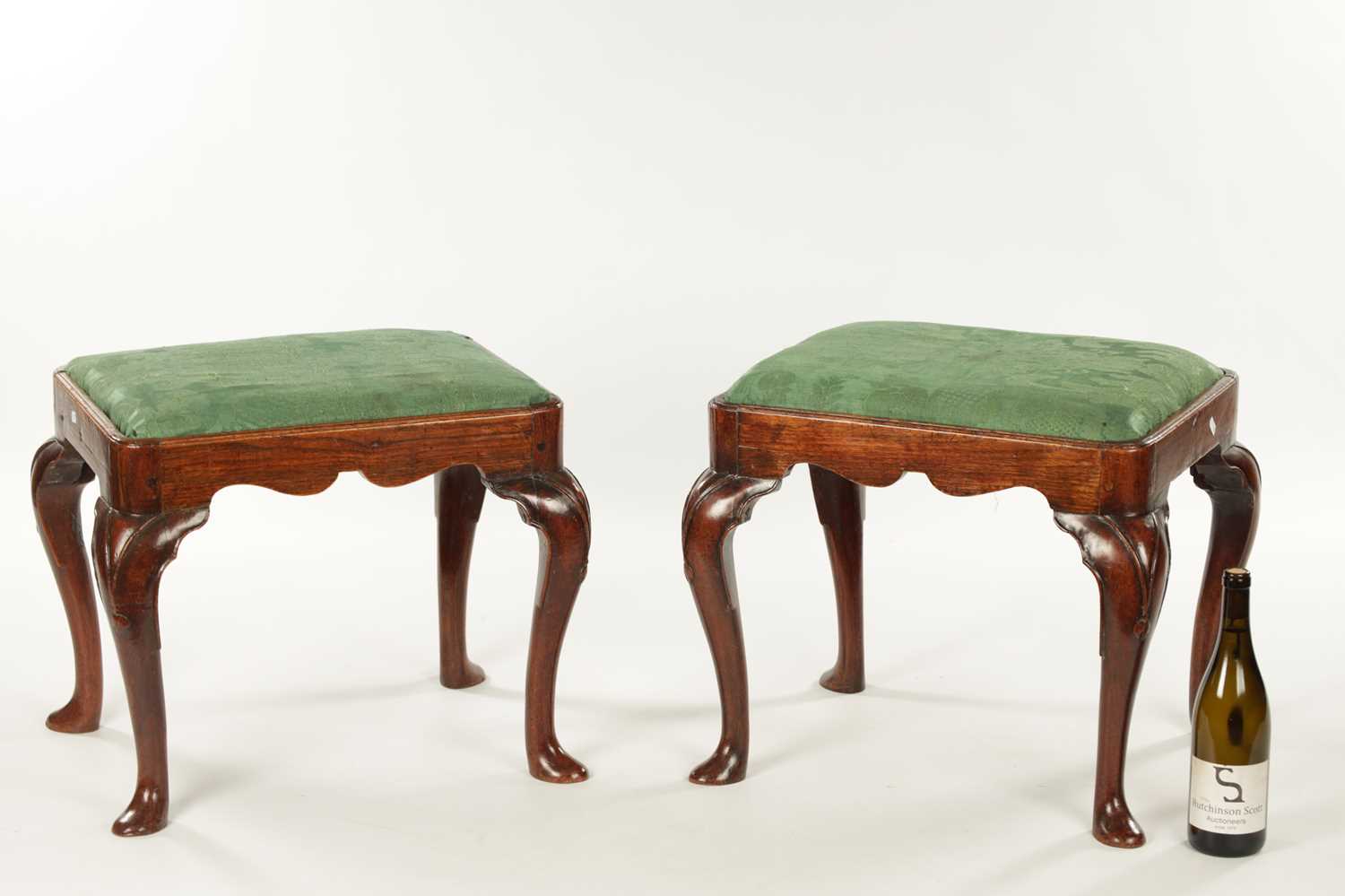 A GOOD AND RARE PAIR OF GEORGE I WALNUT DRESSING STOOLS - Image 2 of 9