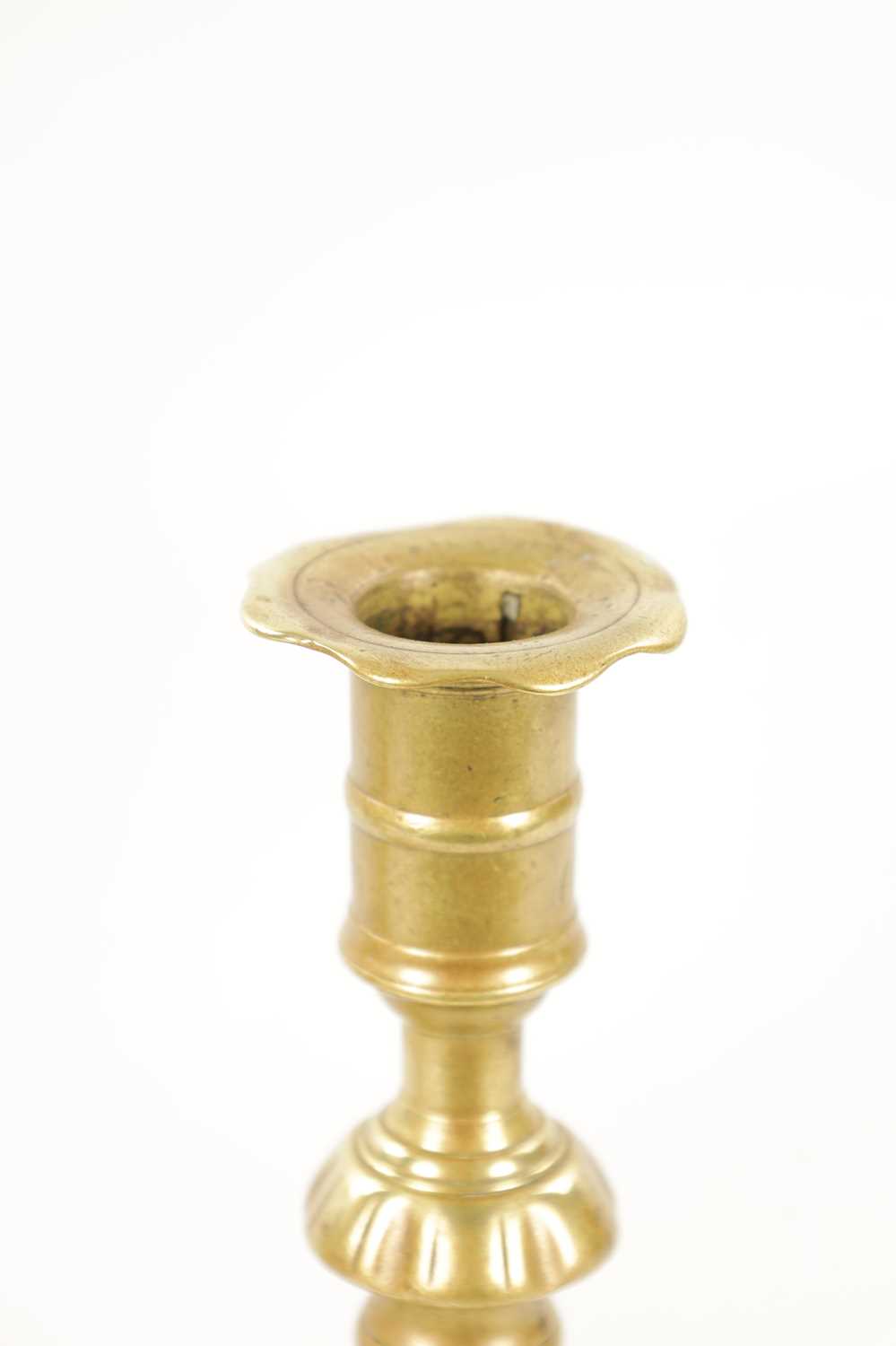 A PAIR OF MID 18TH CENTURY SEAMED CAST BRASS CANDLESTICKS - Image 2 of 8