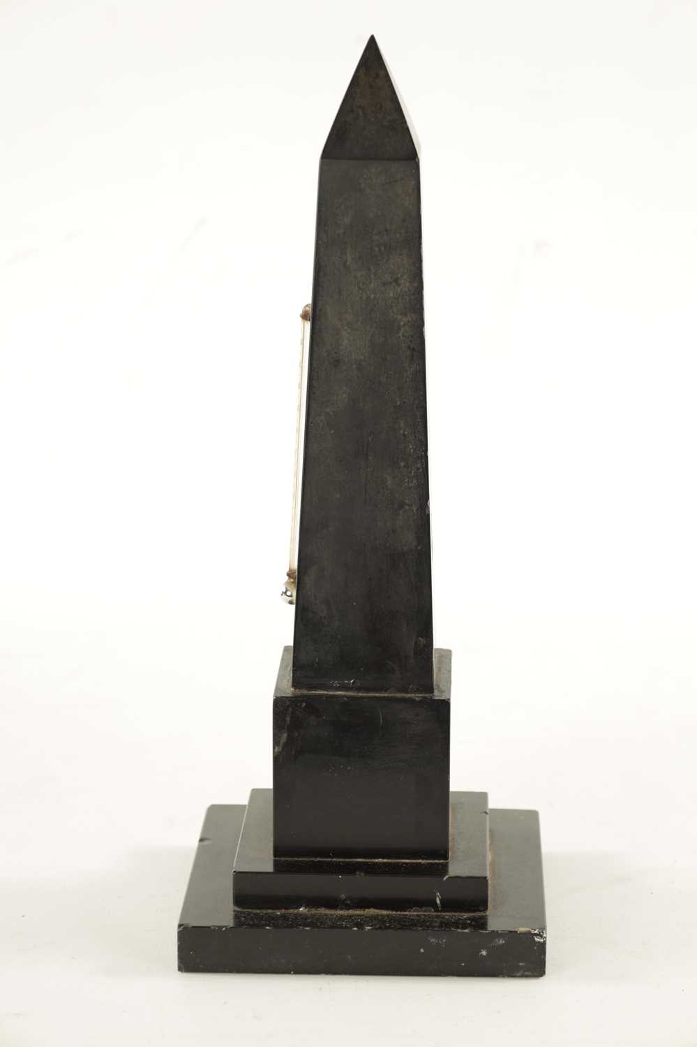 A LARGE 19TH CENTURY ASHFORD SLATE AND INLAID MARBLE OBELISK THERMOMETER - Image 4 of 6