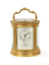 RICHARD ET CIE, PARIS. A LARGE LATE 19TH CENTURY FRENCH OVAL REPEATING CARRIAGE CLOCK