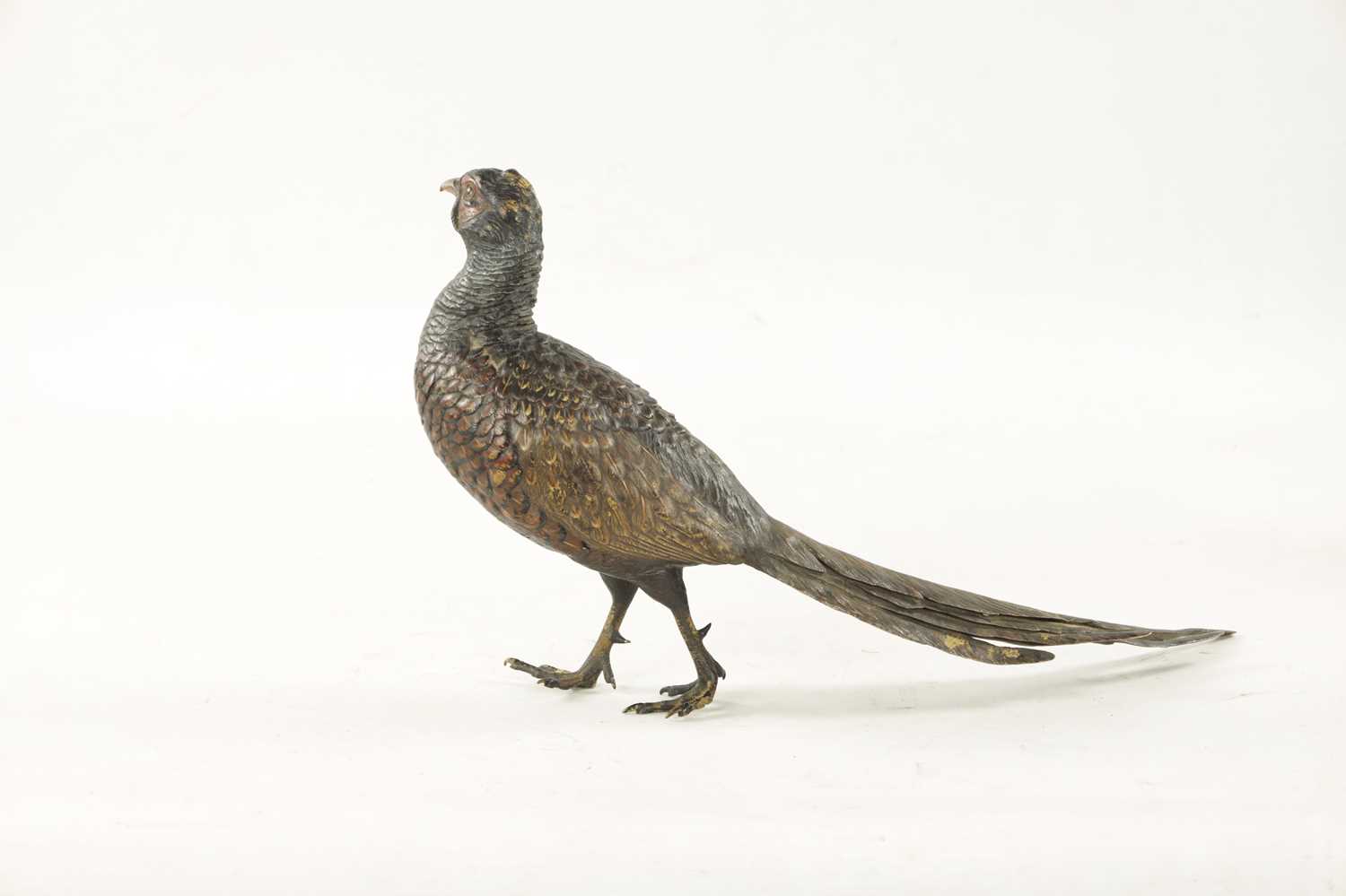 FRANZ BERGMAN. A LATE 19TH CENTURY COLD PAINTED BRONZE SCULPTURE OF A PHEASANT - Image 6 of 10