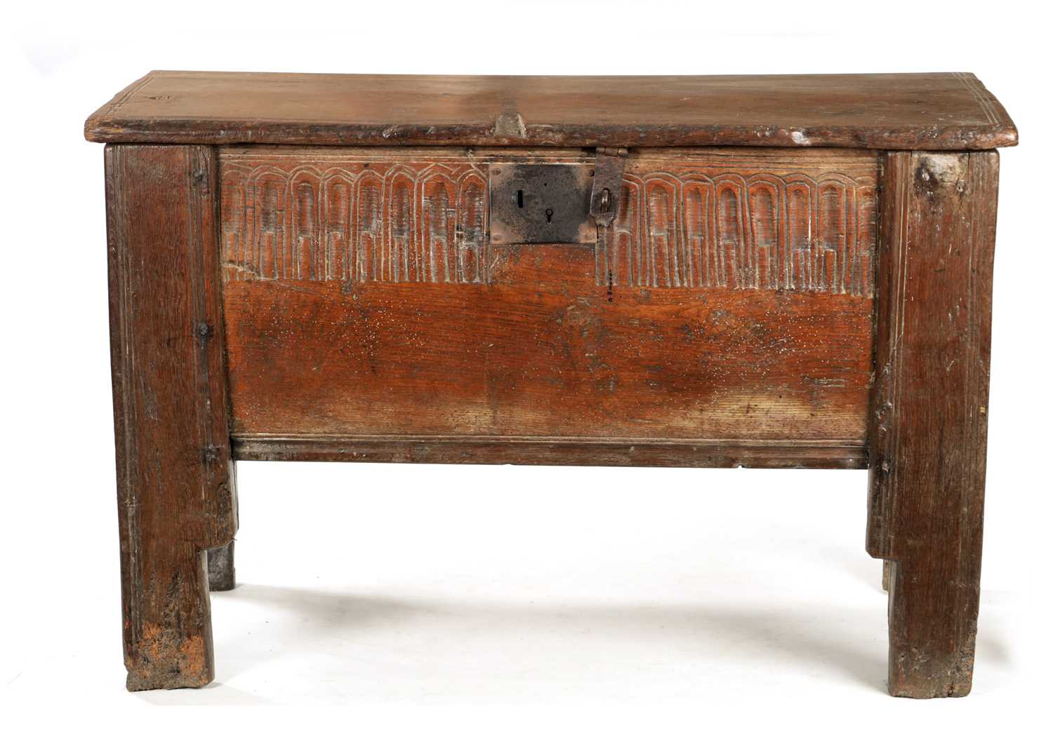 A RARE LATE 16TH CENTURY WELSH OAK BOARDED CHEST