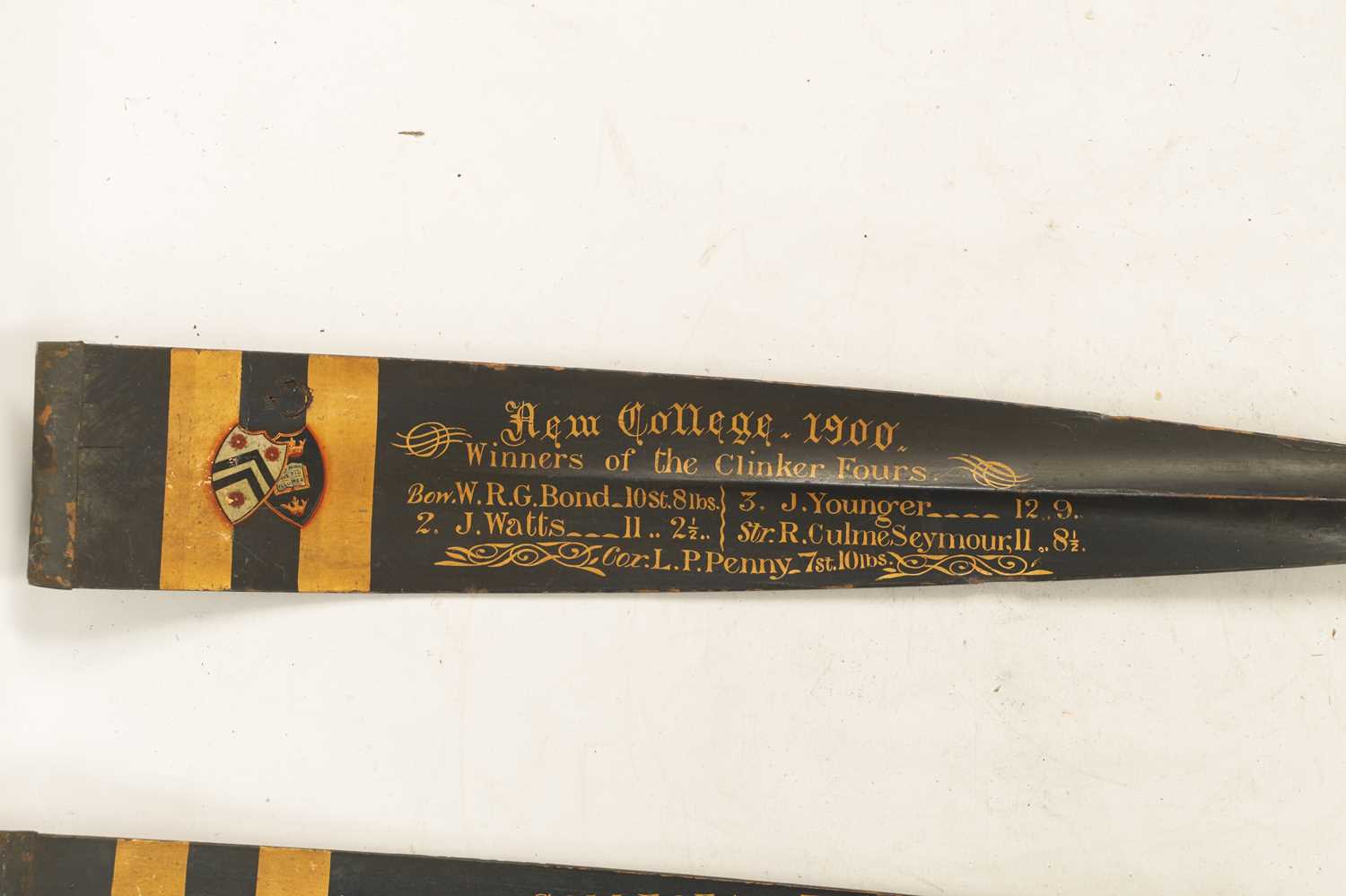 A GOOD PAIR OF PRESENTATIONS OXFORD UNIVERSITY ROWING OARS DATED 1900. - Image 5 of 14