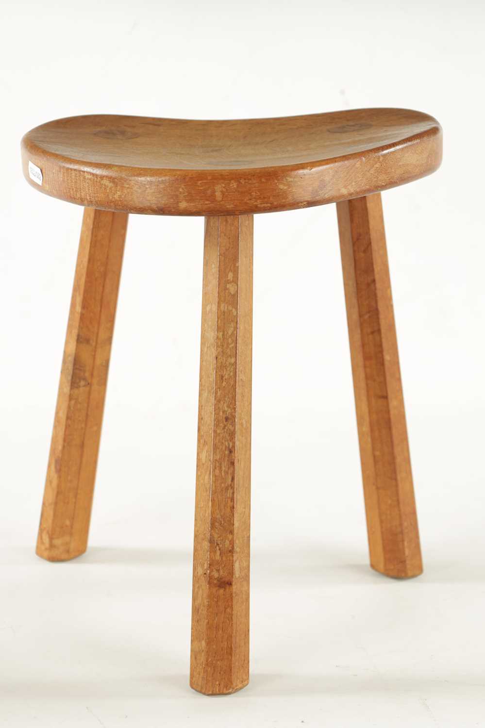 A ROBERT 'MOUSEMAN' THOMPSON AZED OAK THREE-LEGGED STOOL - Image 5 of 5