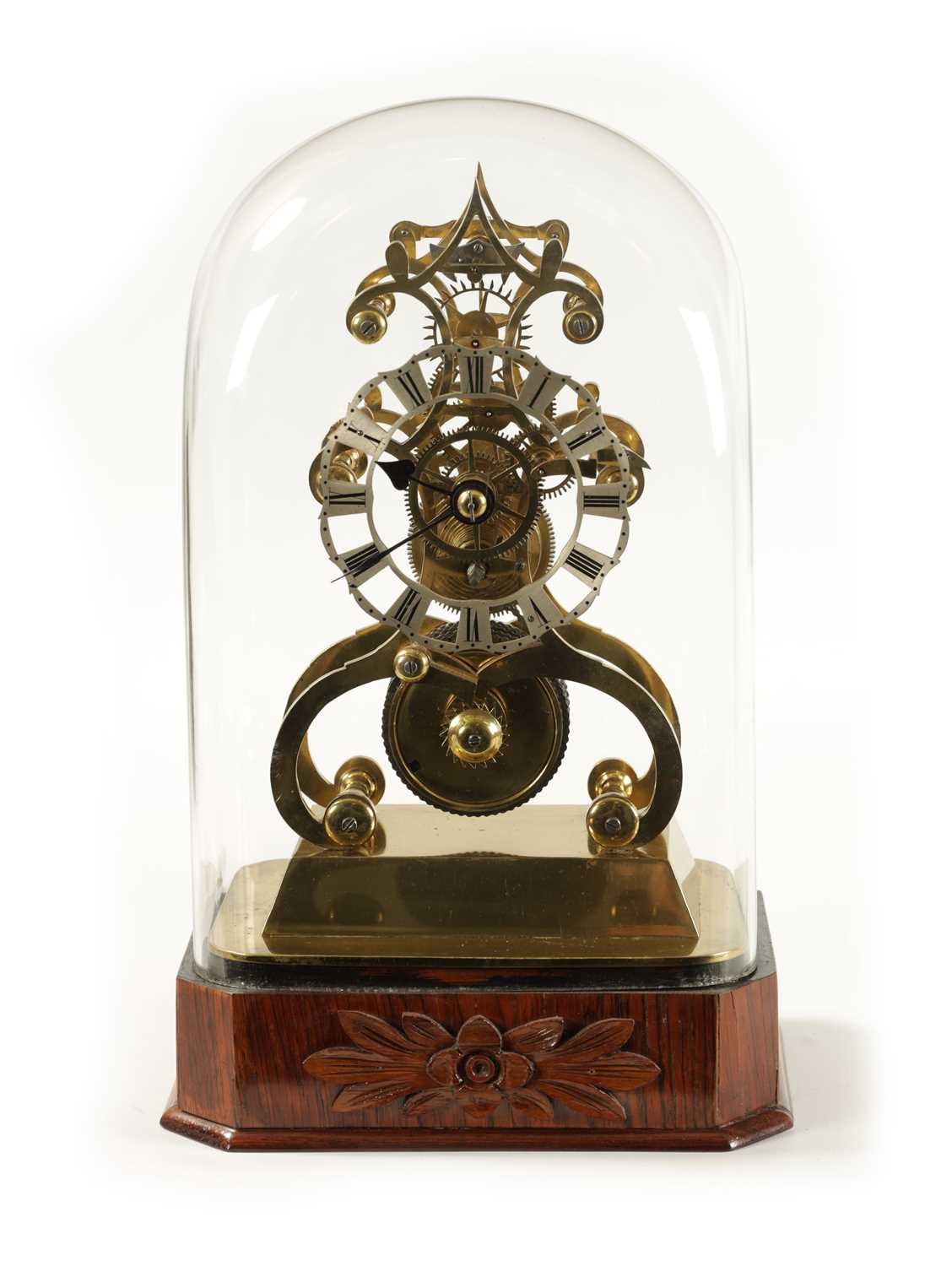 A MID 19TH CENTURY ENGLISH FUSEE SKELETON CLOCK