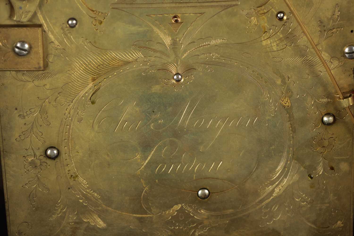 CHARLES MORGAN, LONDON. NO. 2680. A GEORGE III QUARTER CHIMING VERGE BRACKET CLOCK WITH CALENDAR AND - Image 9 of 14