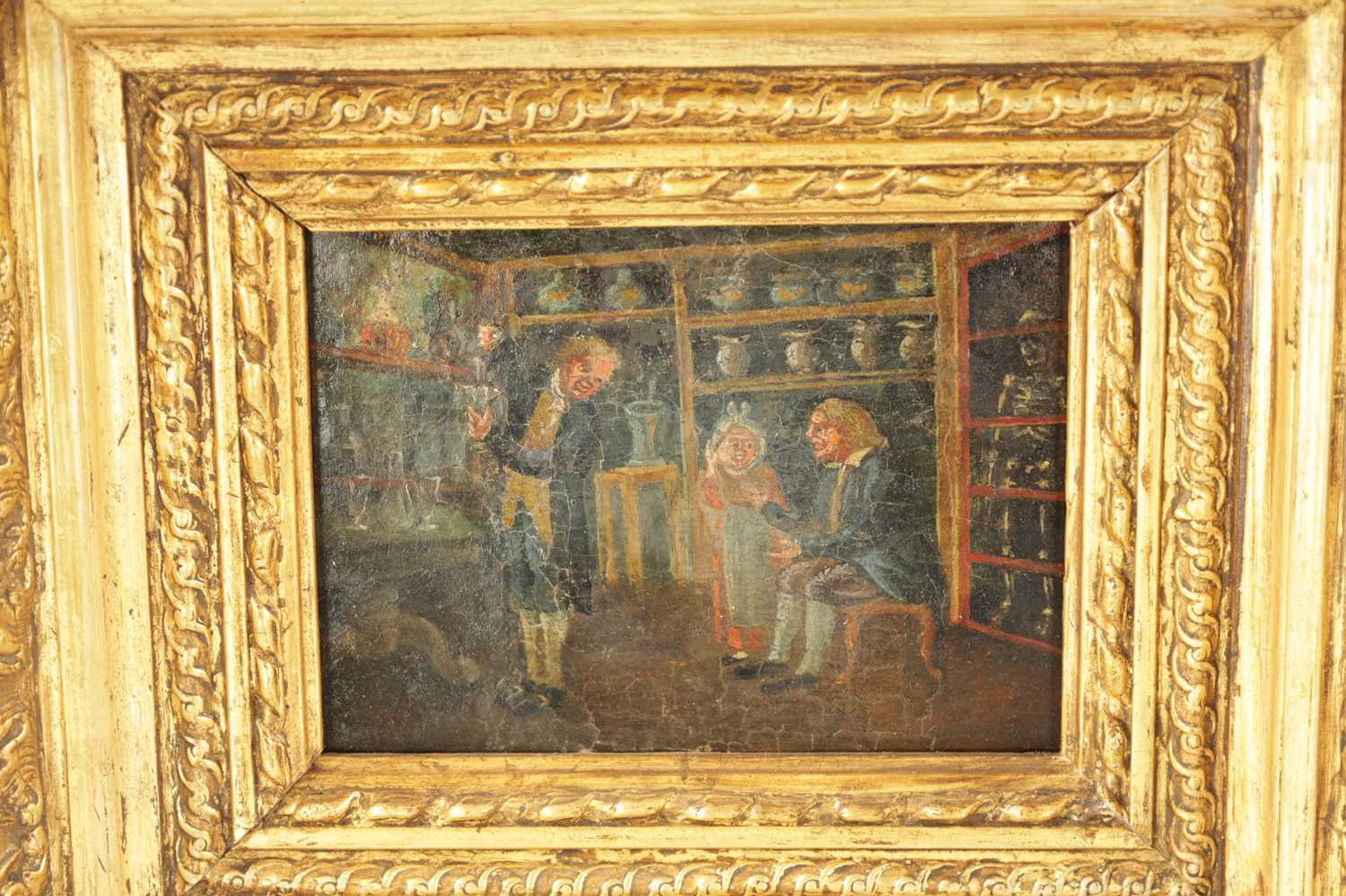 18TH/19TH CENTURY OIL ON OAK PANEL - THE CHINA DEALER’S SHOP - Image 2 of 5