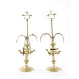 A PAIR OF LATE 19TH CENTURY BRASS OIL LAMPS