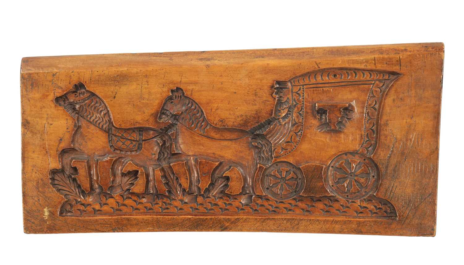 AN UNUSUAL 18TH CENTURY DUTCH CARVED FRUITWOOD GINGERBREAD MOULD