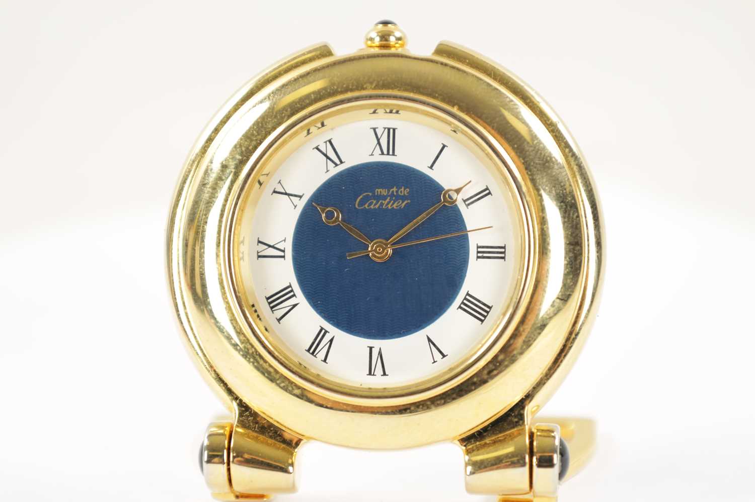 A VINTAGE MINIATURE GOLD PLATED CARTIER DESK CLOCK - Image 3 of 4