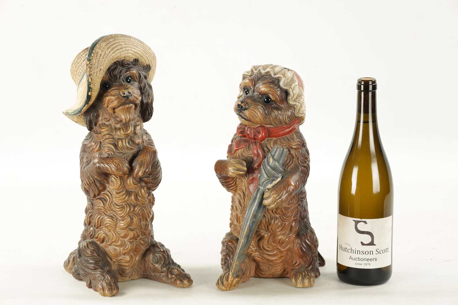 A PAIR OF LATE 19TH CENTURY AUSTRIAN COLD-PAINTED TERRACOTTA MODELS OF DOGS - Image 2 of 8