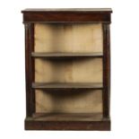 A SMALL REGENCY EMPIRE SIMULATED ROSEWOOD OPEN BOOKCASE