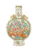 A 19TH CENTURY CHINESE CANTONESE PORCELAIN MOON FLASK