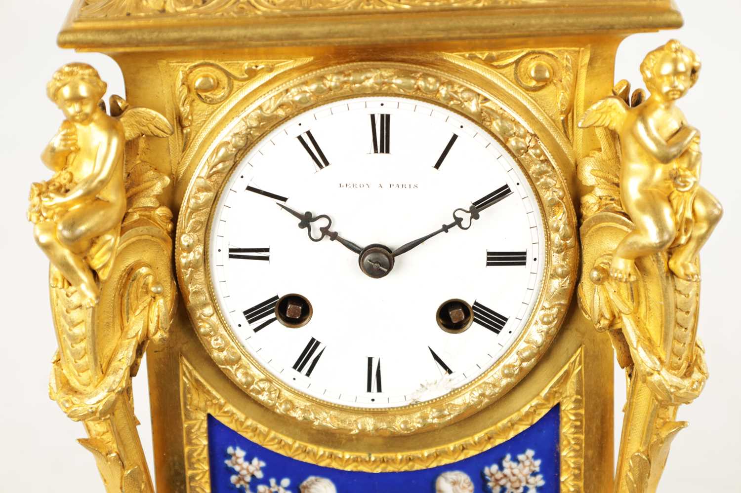 LEROY A PARIS. A 19TH CENTURY FRENCH ORMOLU AND PORCELAIN PANELLED MANTEL CLOCK - Image 2 of 10
