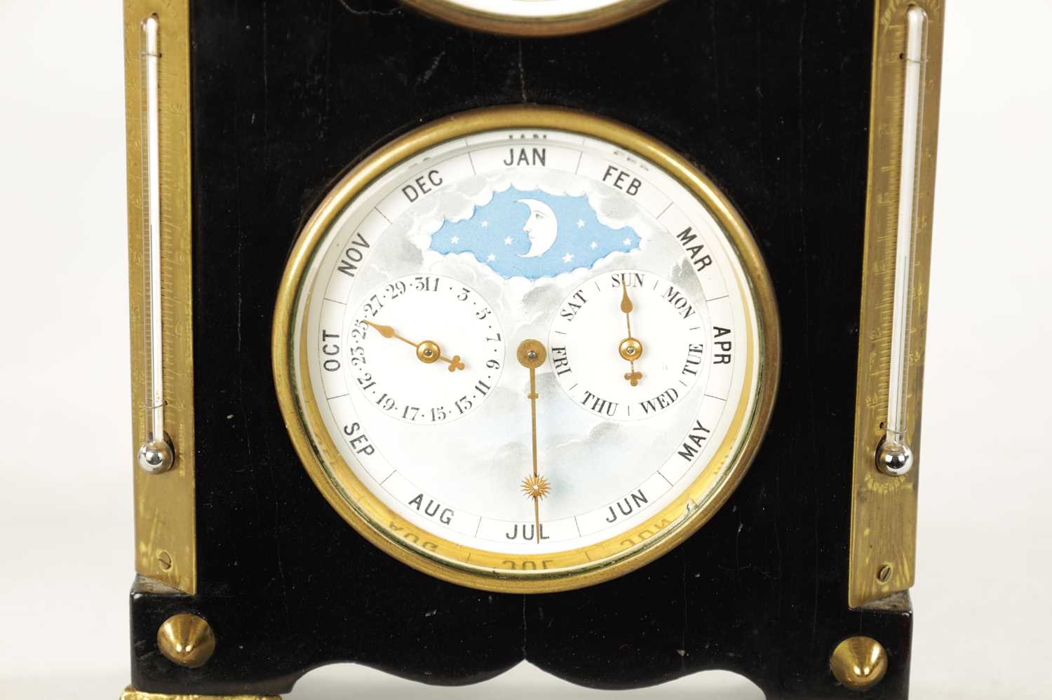 A LATE 19TH CENTURY FRENCH EBONY VENEERED MANTEL CLOCK WITH YEAR CALENDAR - Image 4 of 9