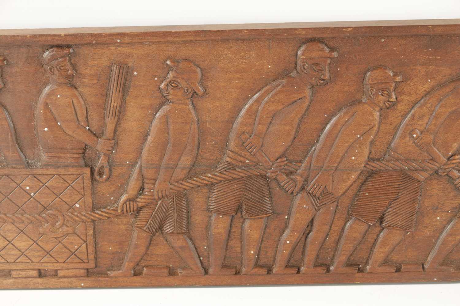 A CAMEROON CARVED HARDWOOD PLAQUE OF SLAVES - Image 4 of 8