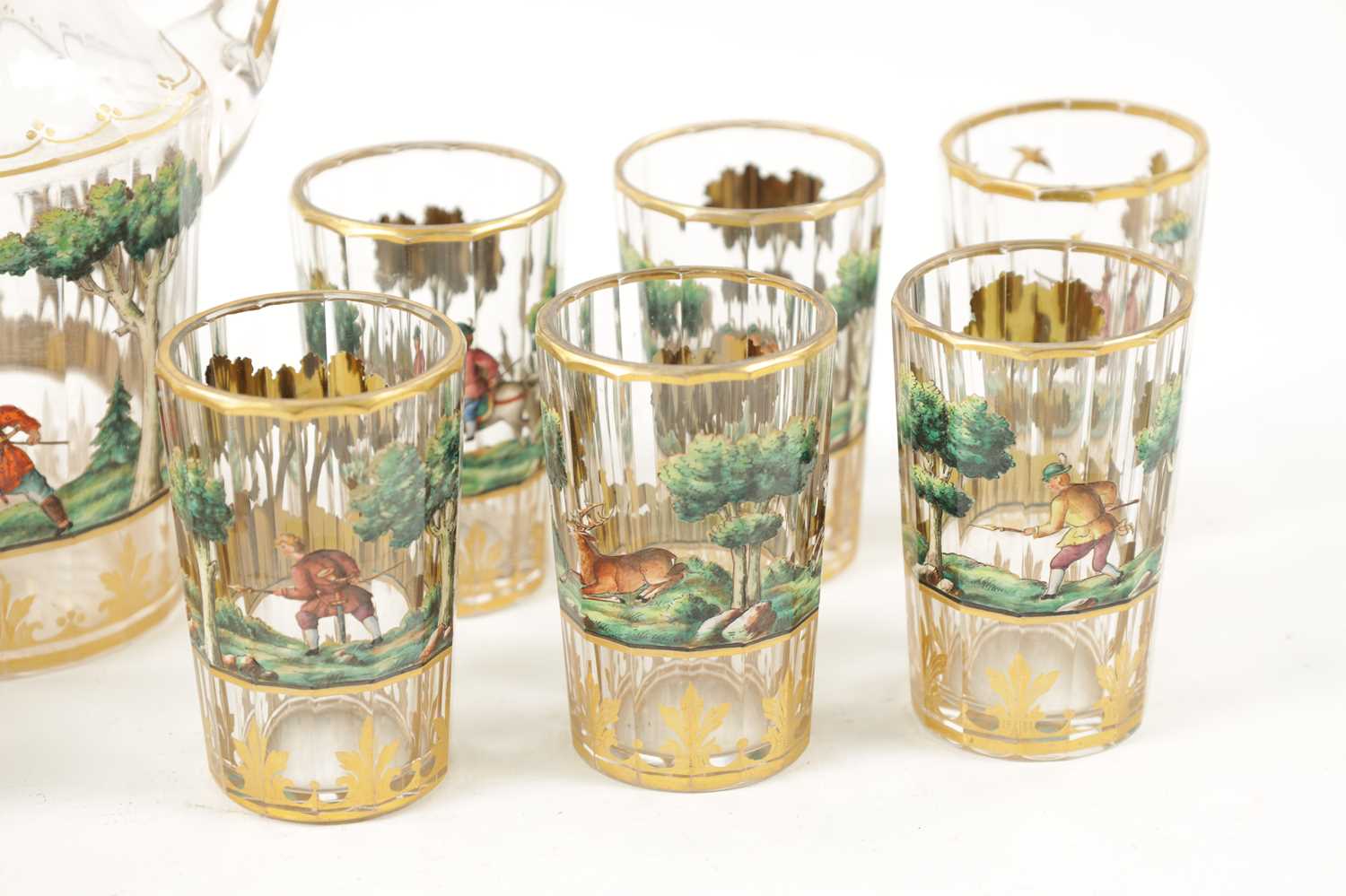 A LATE 19TH CENTURY BOHEMIAN GLASS AND ENAMEL DRINKS SET - Image 2 of 11
