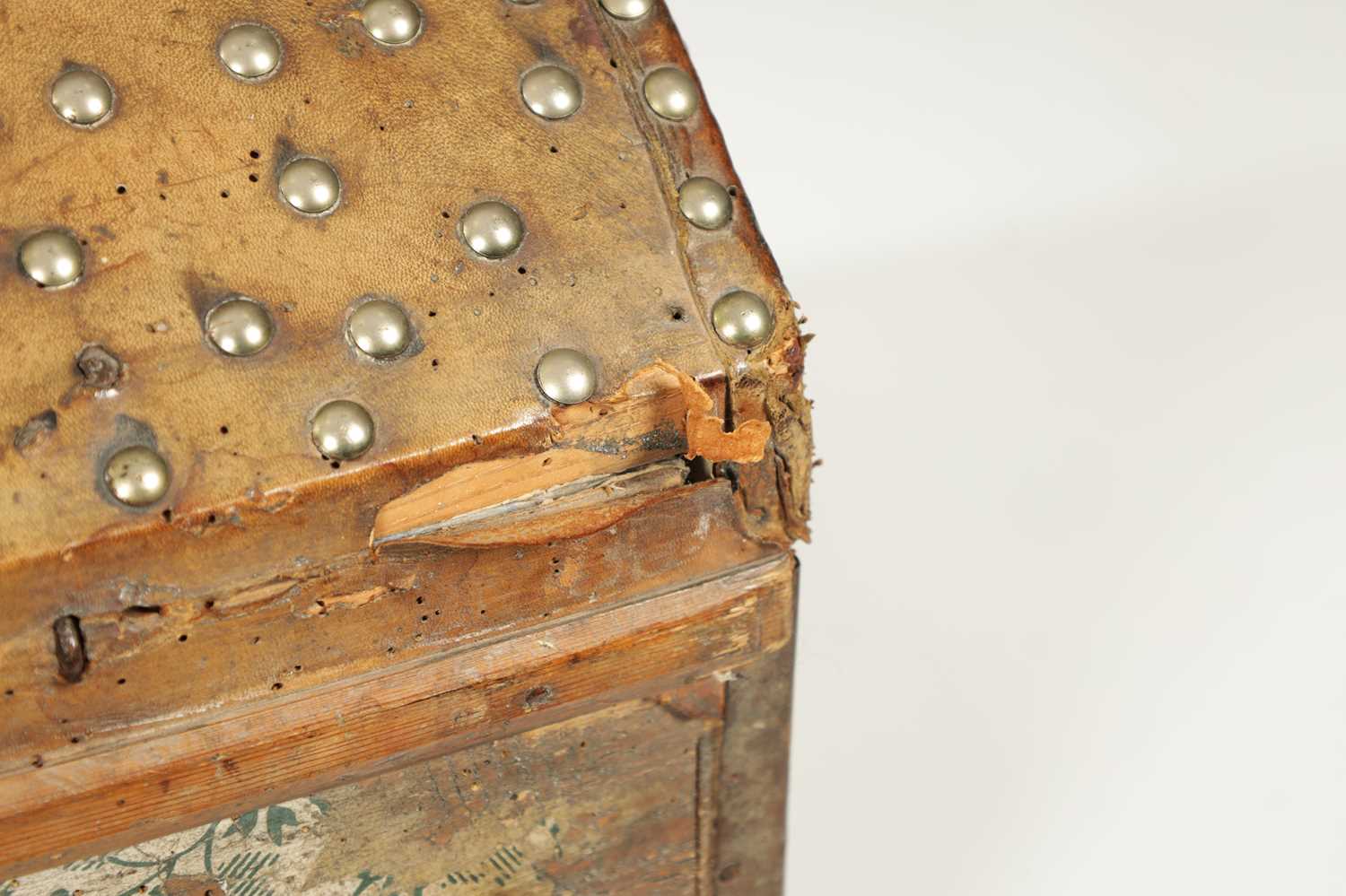 A 17TH CENTURY DOME TOP STUDDED LEATHER TRUNK - Image 14 of 14