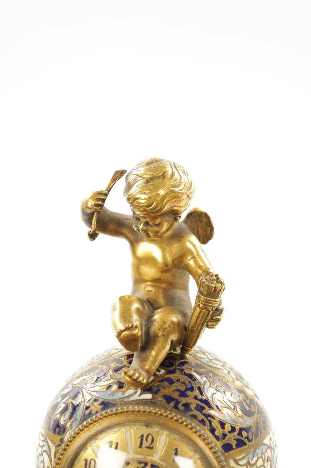 A LATE 19TH CENTURY FRENCH ORMOLU CHAMPLEVE ENAMEL MANTEL CLOCK - Image 3 of 8