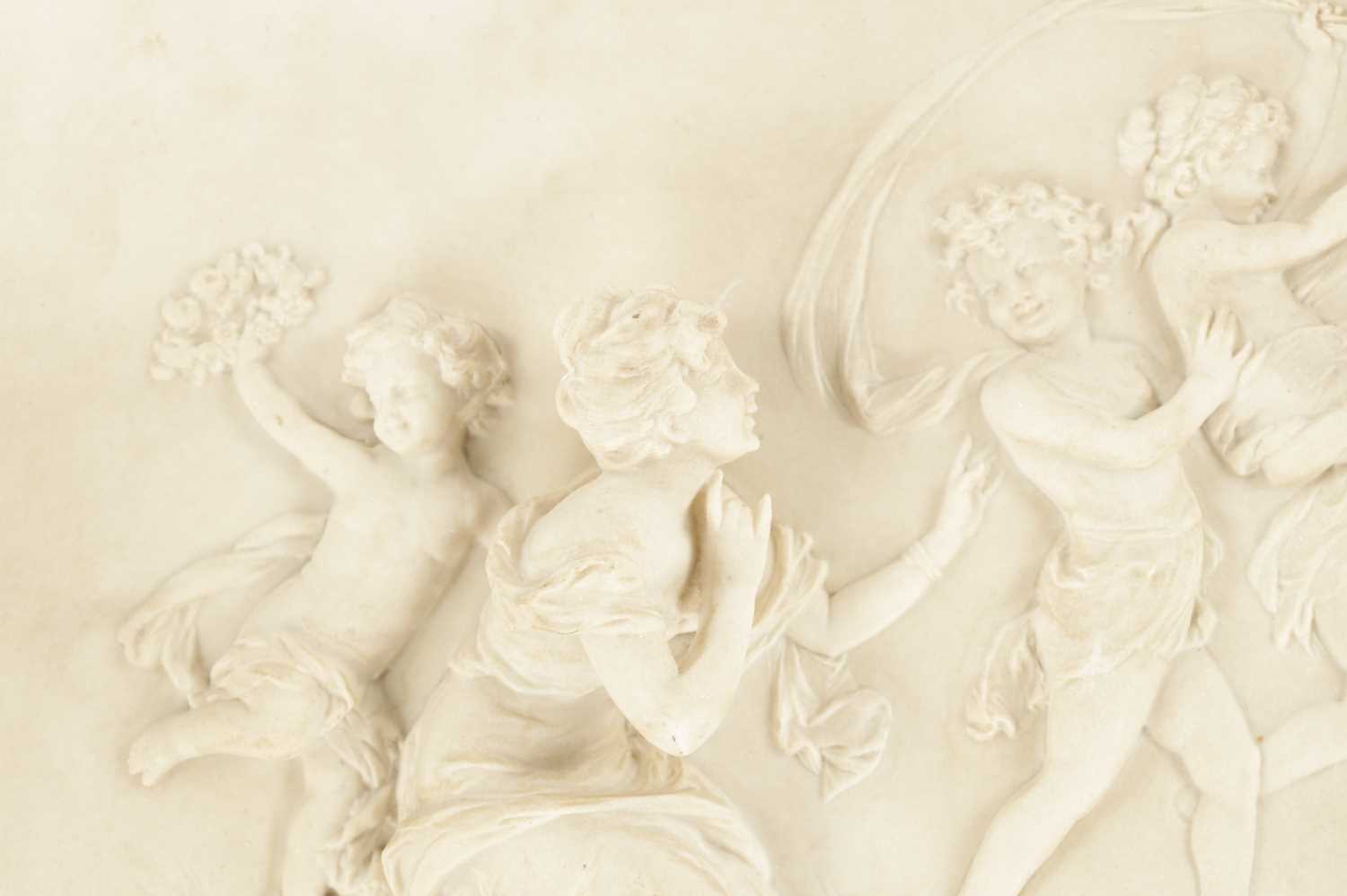 A LATE 19TH CENTURY CAST COMPOSITE WHITE MARBLE CLASSICAL PLAQUE BY J. P. MYERS DATED 1882 - Image 2 of 7