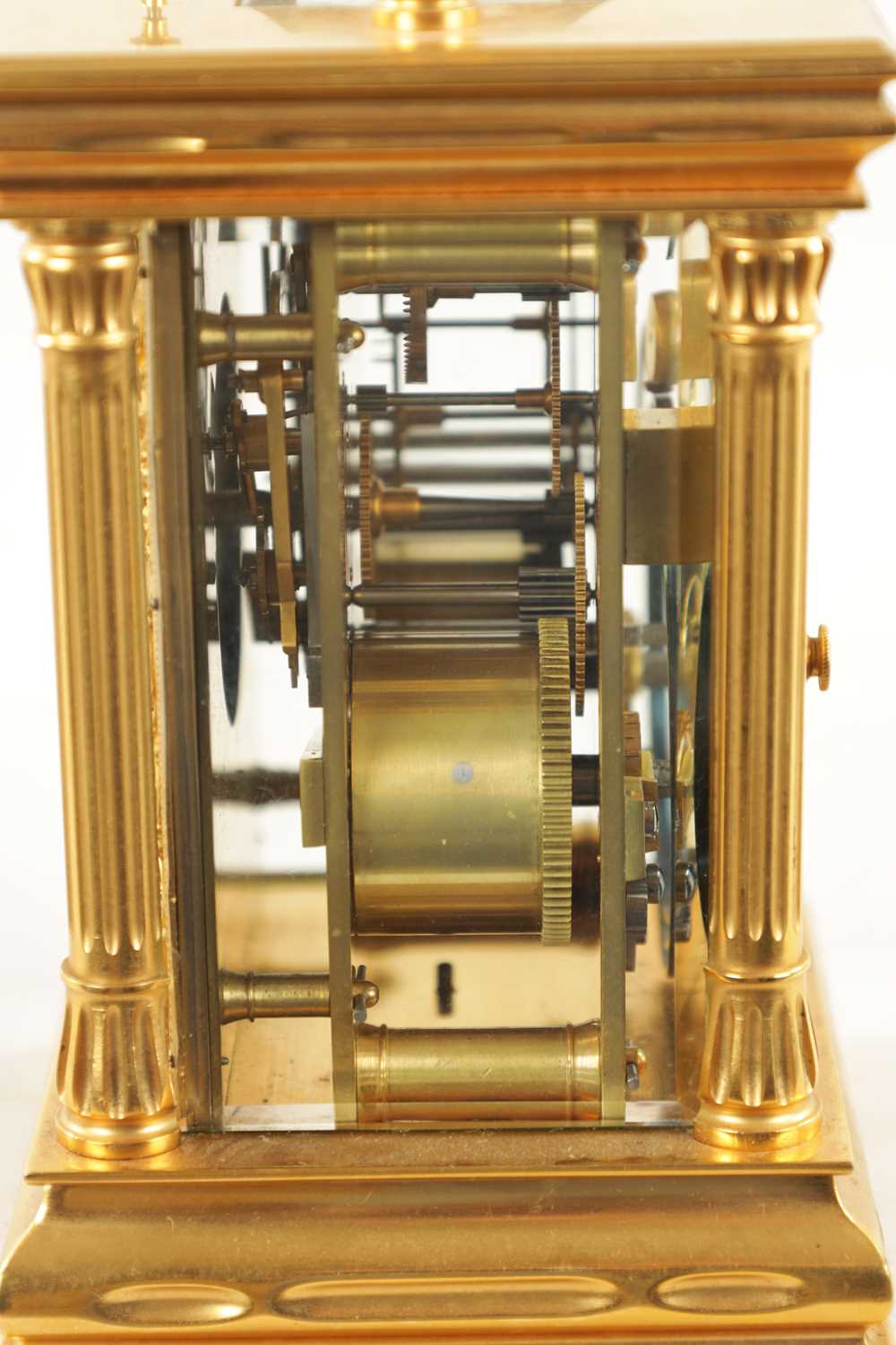 A LATE 19TH CENTURY FRENCH GILT CASED REPEATING CARRIAGE CLOCK - Image 9 of 12