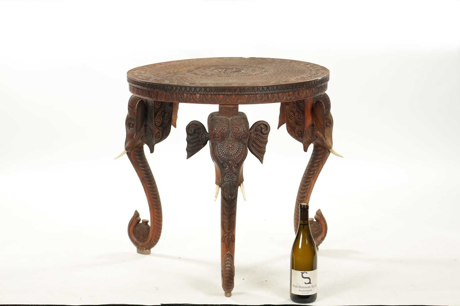 A 19TH CENTURY INDIAN CARVED HARDWOOD OCCASIONAL TABLE - Image 2 of 6