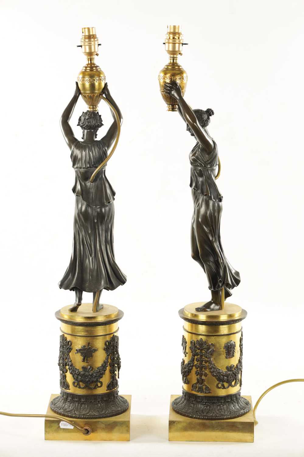 A PAIR OF REGENCY GILT AND BRONZE FIGURAL LAMP BASES - Image 6 of 6