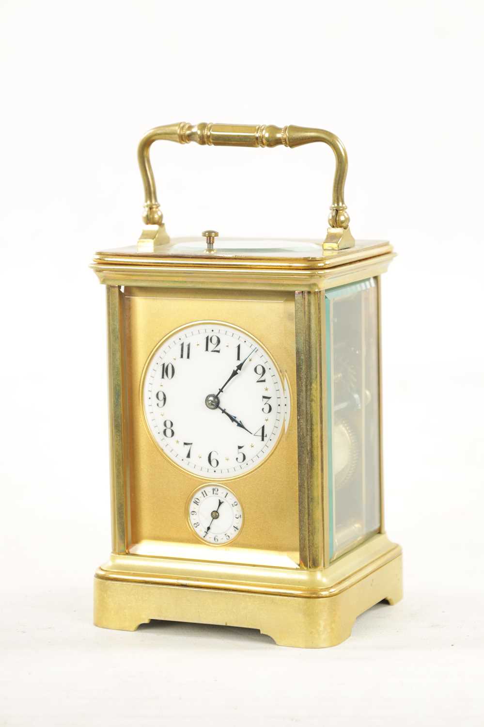 A LATE 19TH CENTURY FRENCH BRASS CASED GRAND SONNERIE CARRIAGE CLOCK