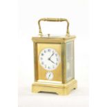 A LATE 19TH CENTURY FRENCH BRASS CASED GRAND SONNERIE CARRIAGE CLOCK