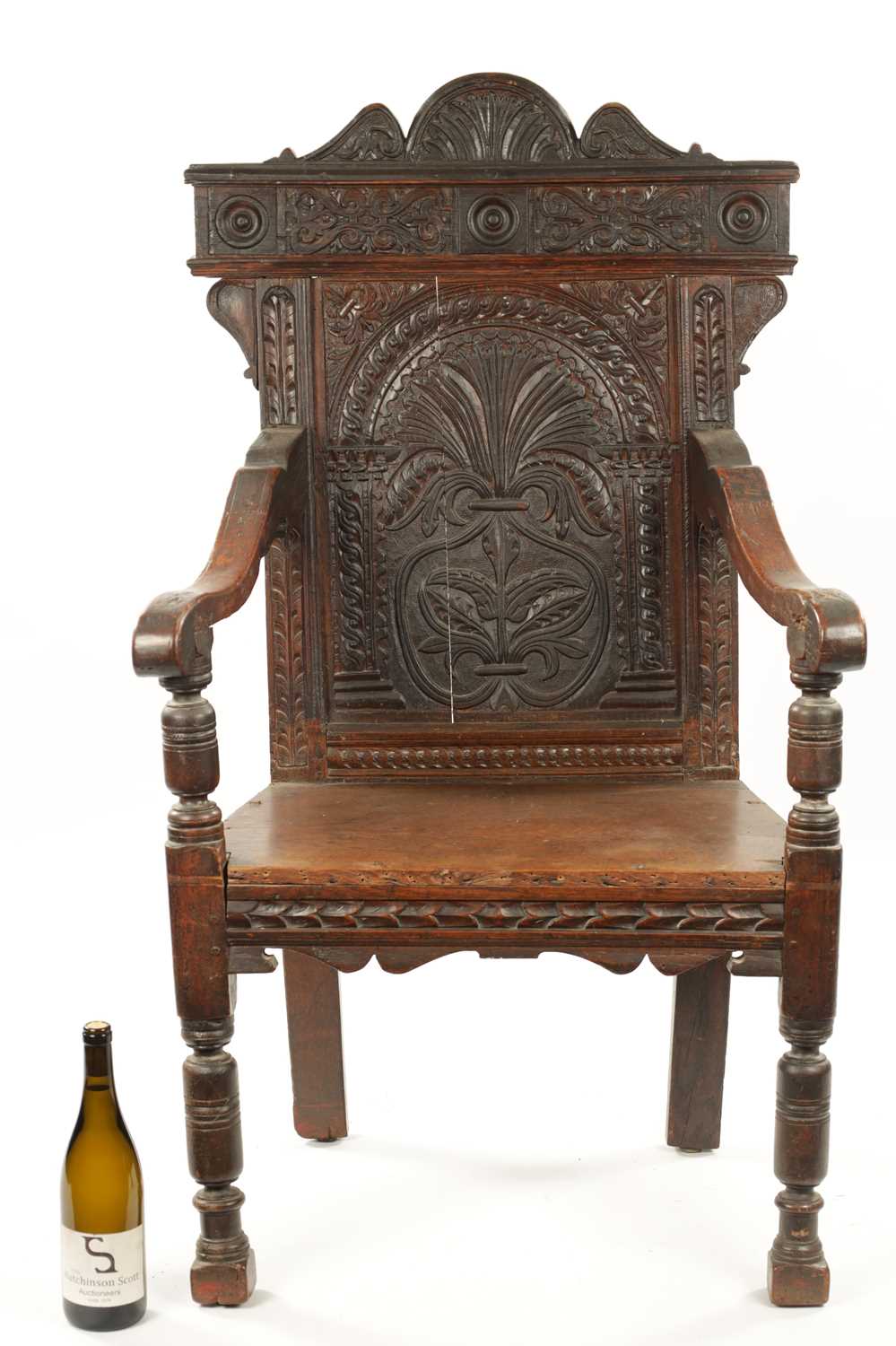 A 17TH CENTURY CARVED OAK WAINSCOT CHAIR - Image 2 of 14