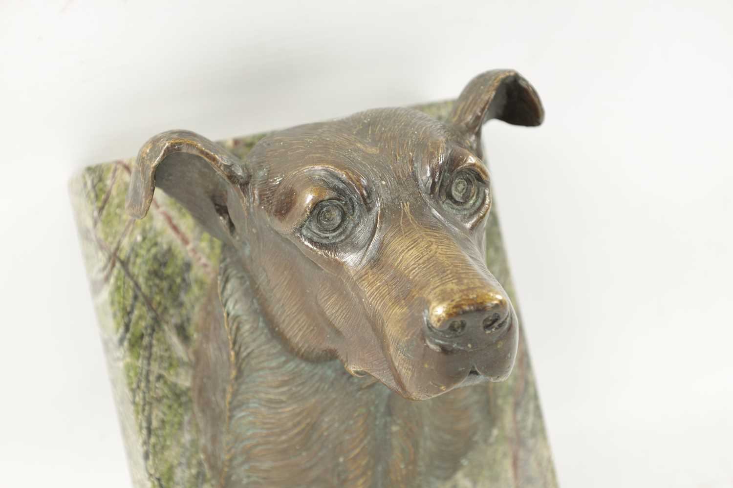 A 20TH CENTURY BRONZE SCULPTURE OF A DOG'S HEAD - Image 3 of 5