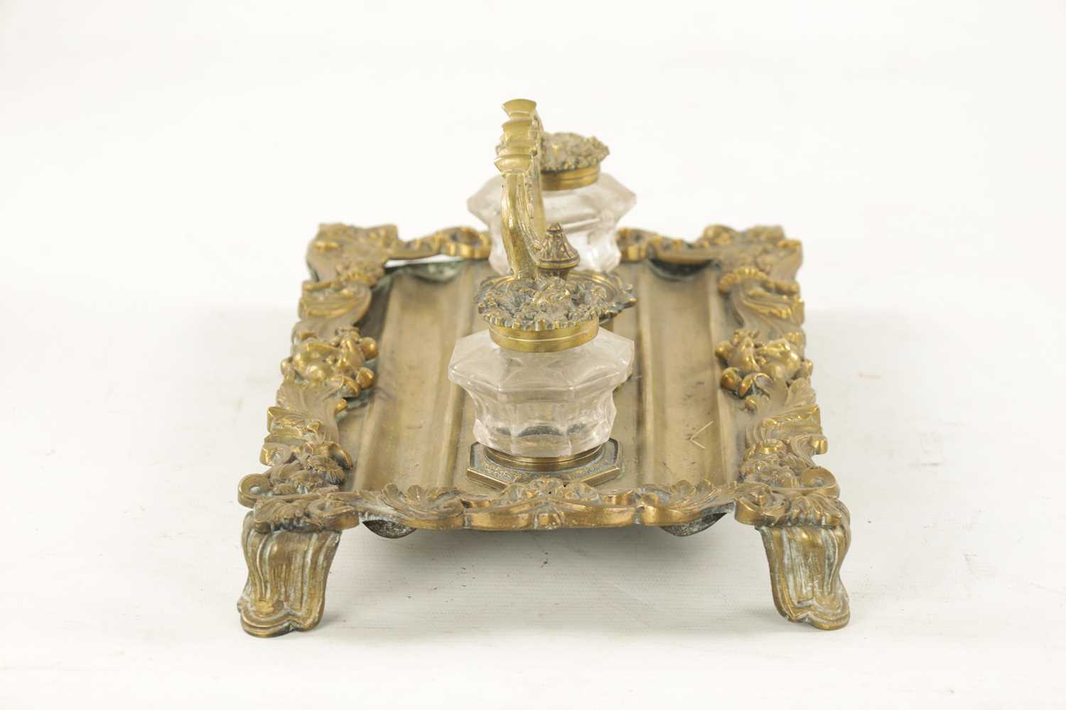 A 19TH CENTURY BRASS ROCOCO INK STAND - Image 7 of 7