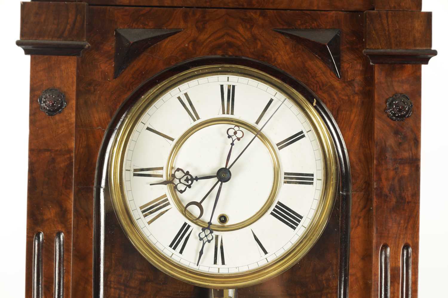 A LARGE LATE 19TH CENTURY GERMAN WALNUT AND EBONISED REGULATOR WALL CLOCK - Image 2 of 9