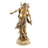 JEAN BULIO (FRENCH 1827 - 1911) A 19TH CENTURY GILT BRONZE FIGURE DEPICTING ‘PSYCHE AND LOVE’