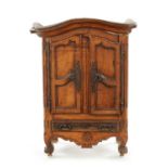 AN 18TH CENTURY FRUITWOOD MINIATURE ARMOIRE