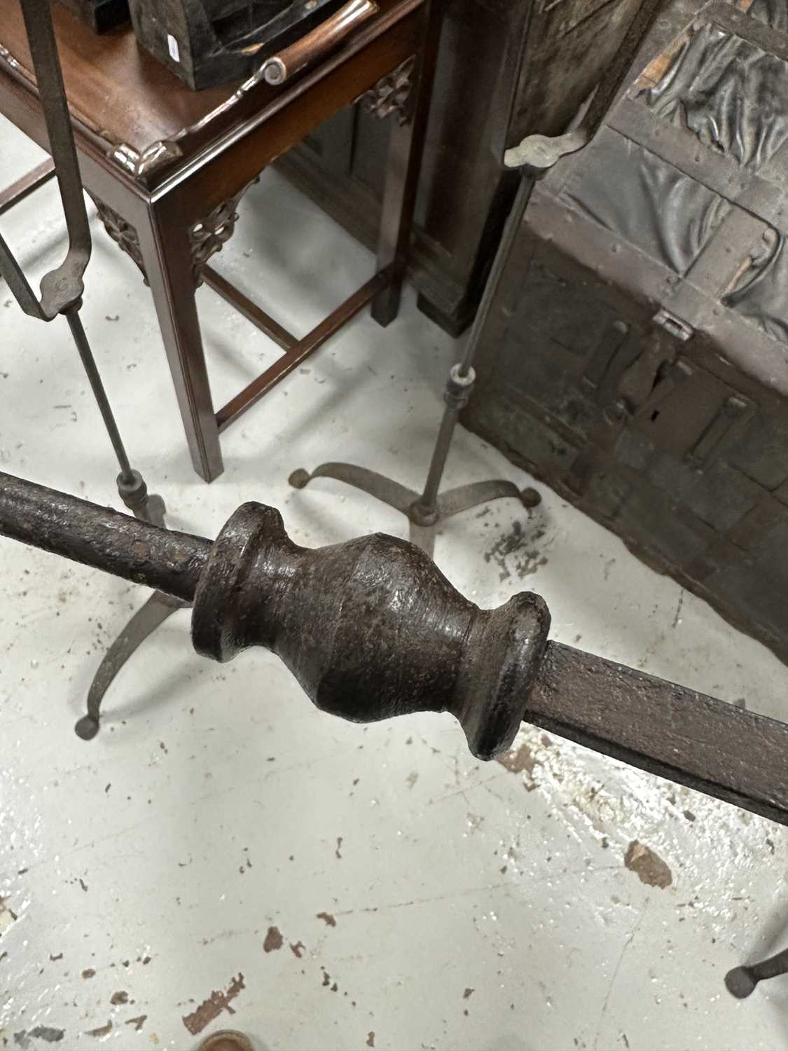 A SET OF FOUR IRONWORK CHURCH FLOOR STANDING CANDLESTICKS - Image 11 of 12