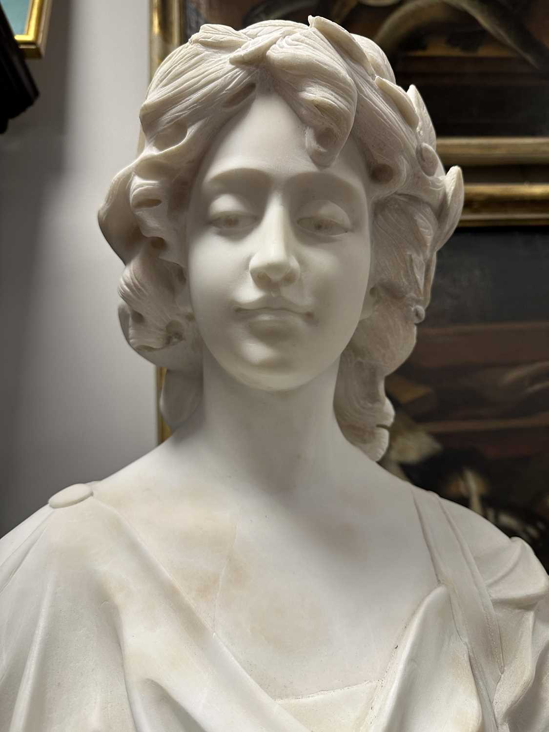 A LATE 19TH CENTURY ALABASTER BUST OF A YOUNG LADY SIGNED G. CAPELLI - Image 10 of 10