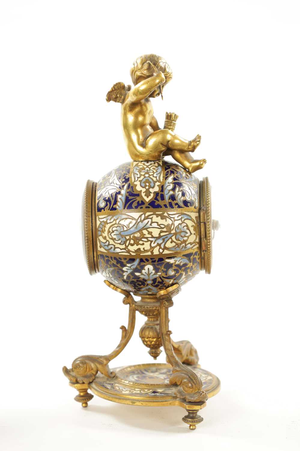 A LATE 19TH CENTURY FRENCH ORMOLU CHAMPLEVE ENAMEL MANTEL CLOCK - Image 7 of 8
