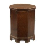A QUEEN ANNE OCTAGONAL OAK AND WALNUT CROSS-BANDED CLOSE STOOL