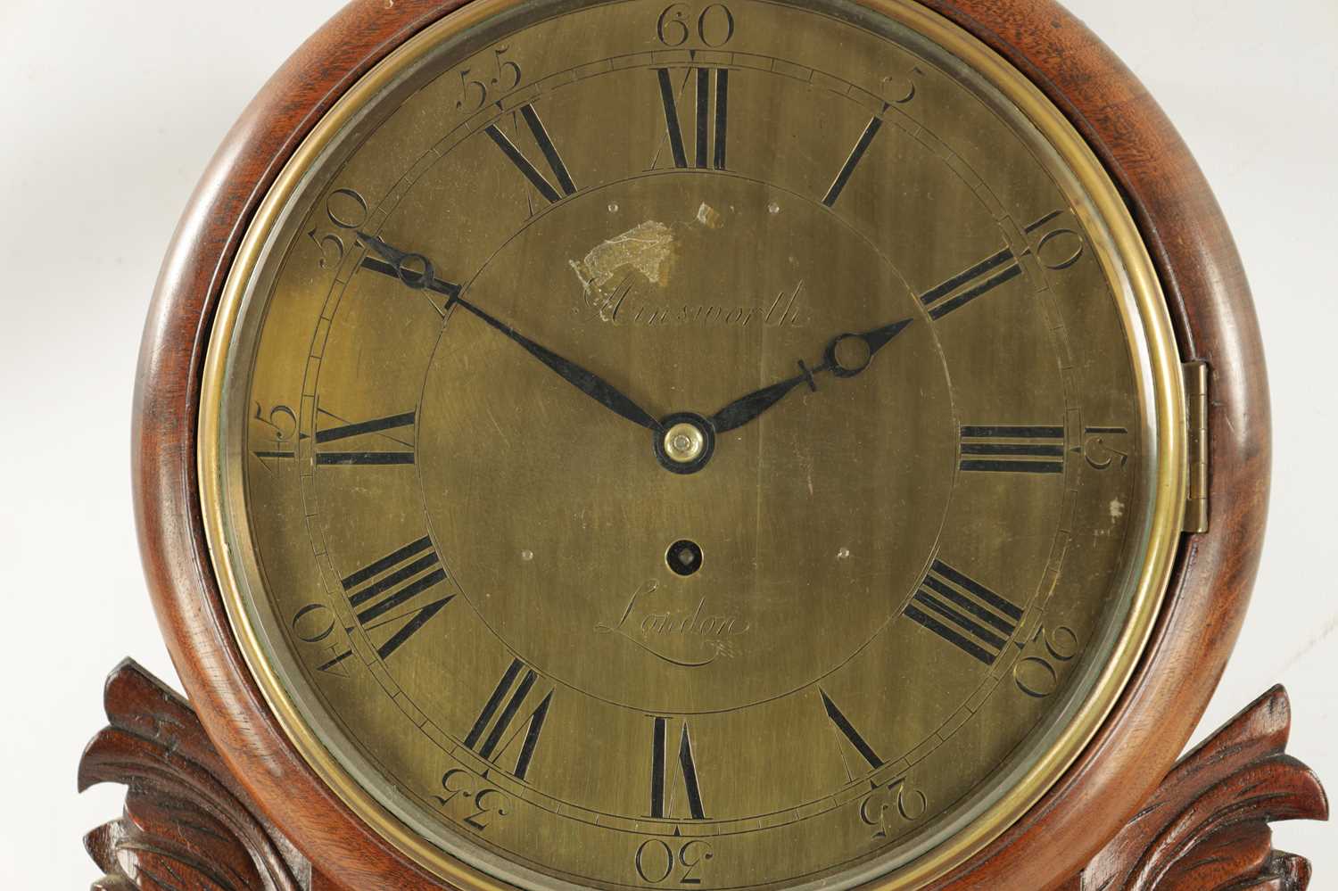 AINSWORTH, LONDON. A LATE REGENCY MAHOGANY BRASS DIAL EIGHT-DAY FUSEE WALL CLOCK - Image 2 of 6