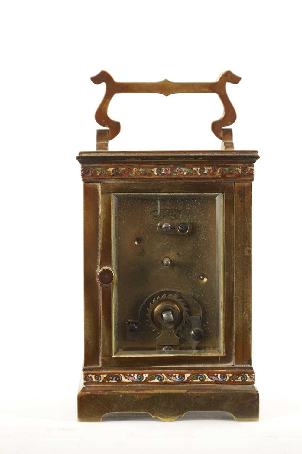 A LATE 19TH CENTURY FRENCH CHAMPLEVE ENAMEL CARRIAGE CLOCK - Image 5 of 8