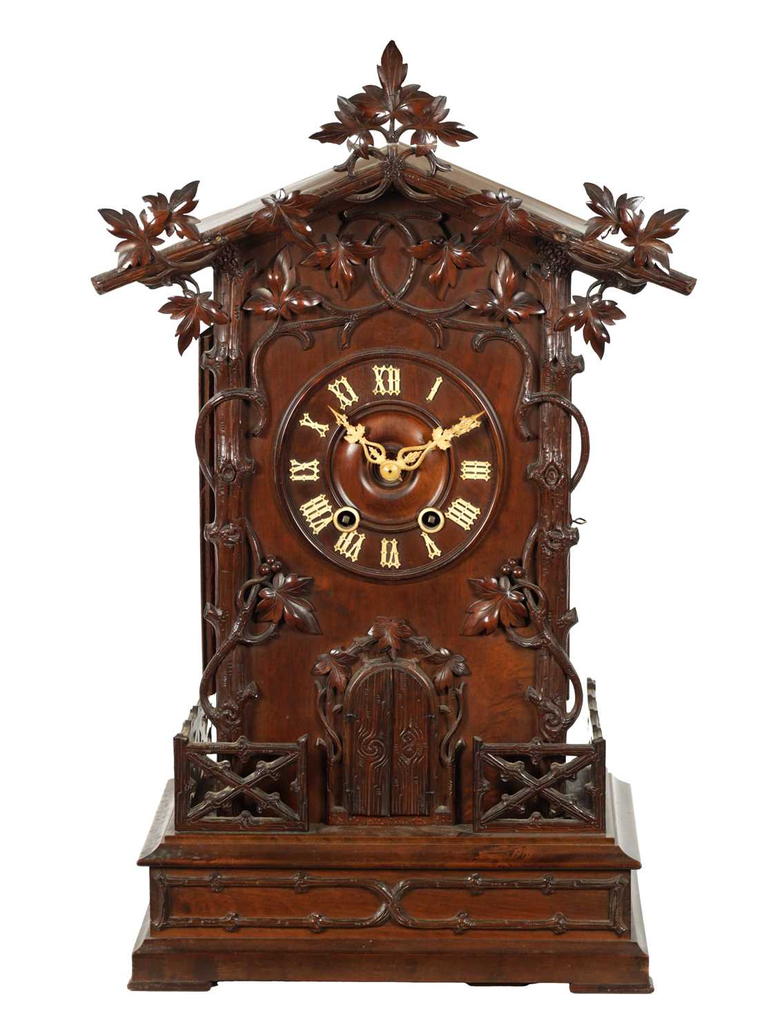 A LARGE LATE 19TH CENTURY BLACK FOREST TRUMPETER CLOCK