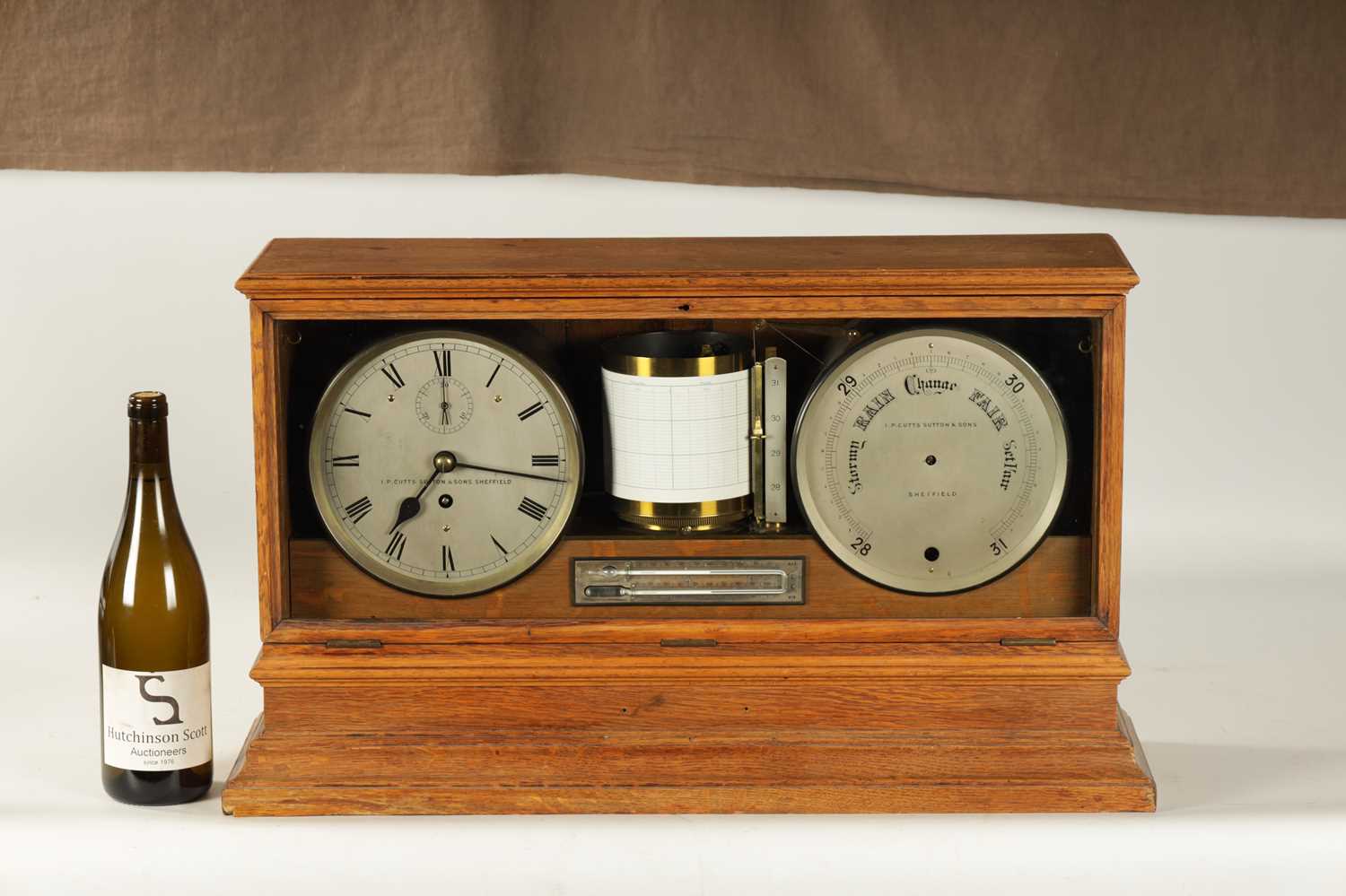 I.P. CUTTS SUTTON & SONS, SHEFFIELD. A LATE 19TH CENTURY OAK CASED WEATHER STATION BAROGRAPH - Image 10 of 14