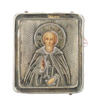 A 19TH CENTURY RUSSIAN SILVER ICON