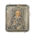 A 19TH CENTURY RUSSIAN SILVER ICON