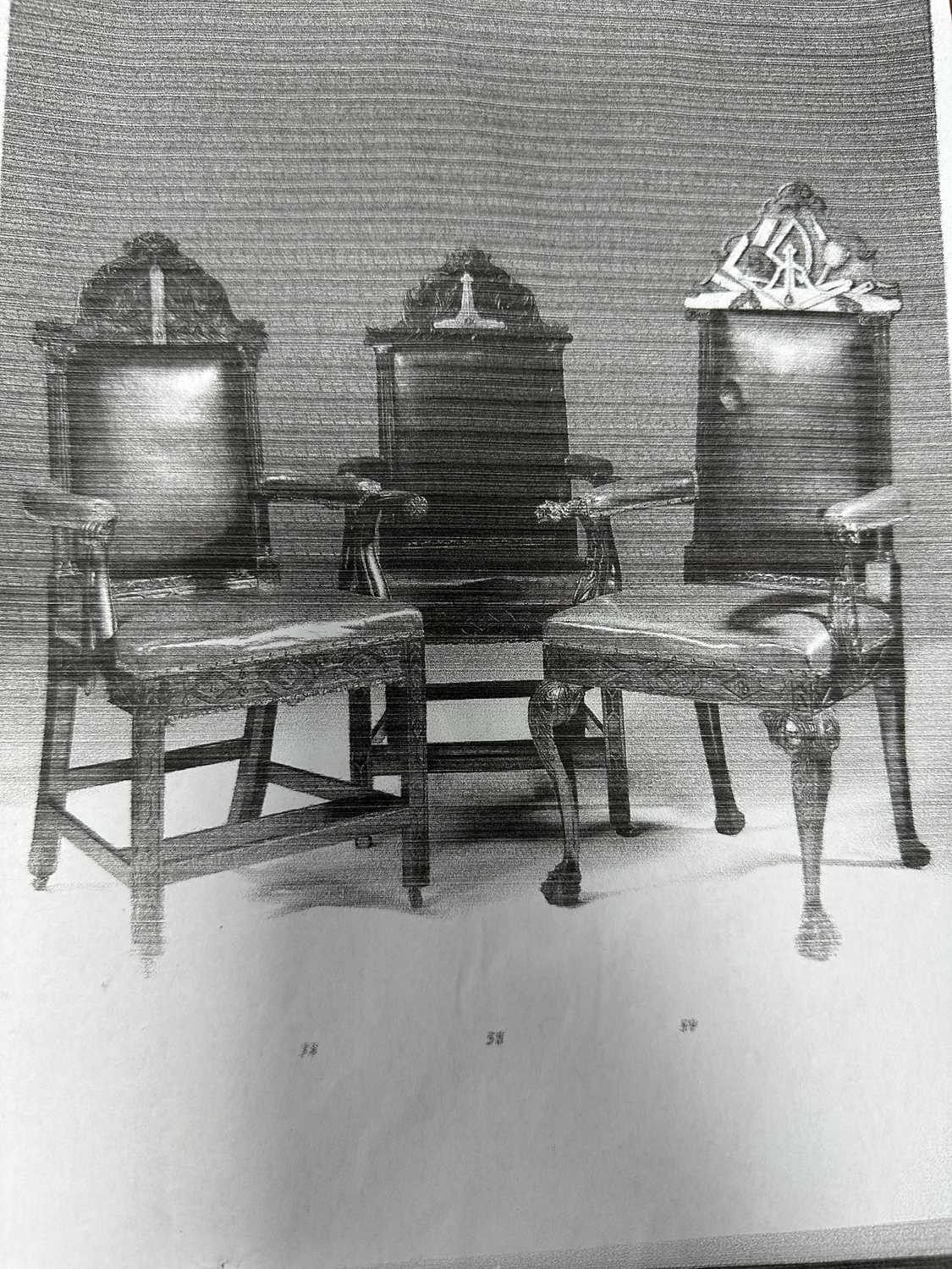 AN IMPORTANT PAIR OF GEORGE III CHIPPENDALE MASONIC OVER-SIZED ARMCHAIRS - Image 7 of 7